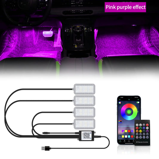 LED Car Interior Ambient Foot Strip Light kit