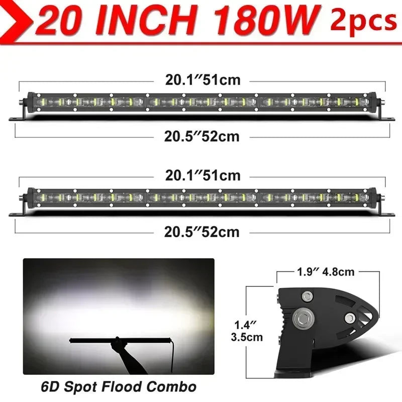 6D Ultra Strip LED Light Bar 8" 14" 20" inch