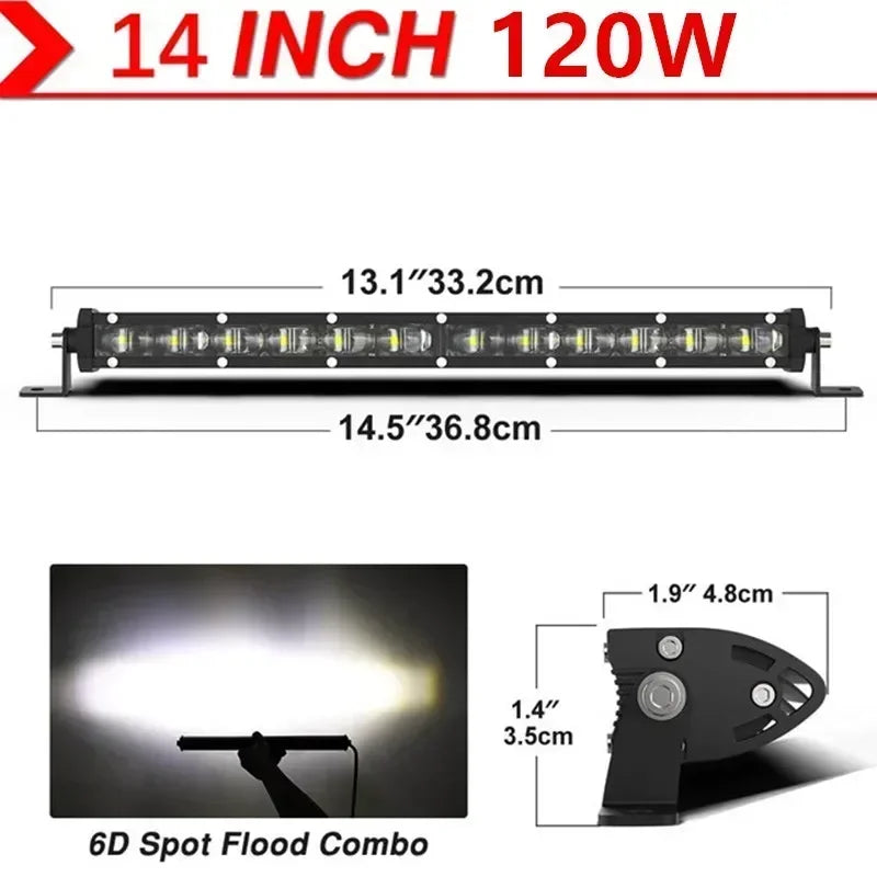 6D Ultra Strip LED Light Bar 8" 14" 20" inch