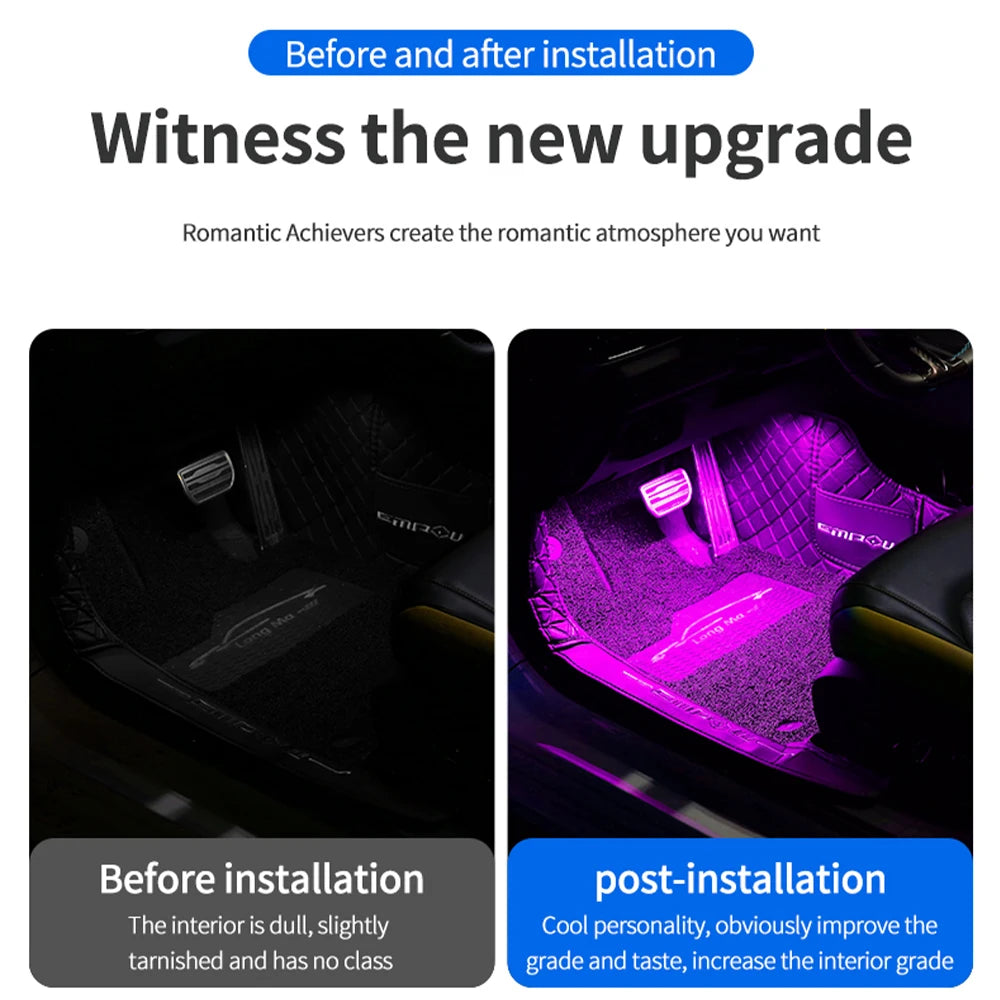 LED Car Interior Ambient Foot Strip Light kit