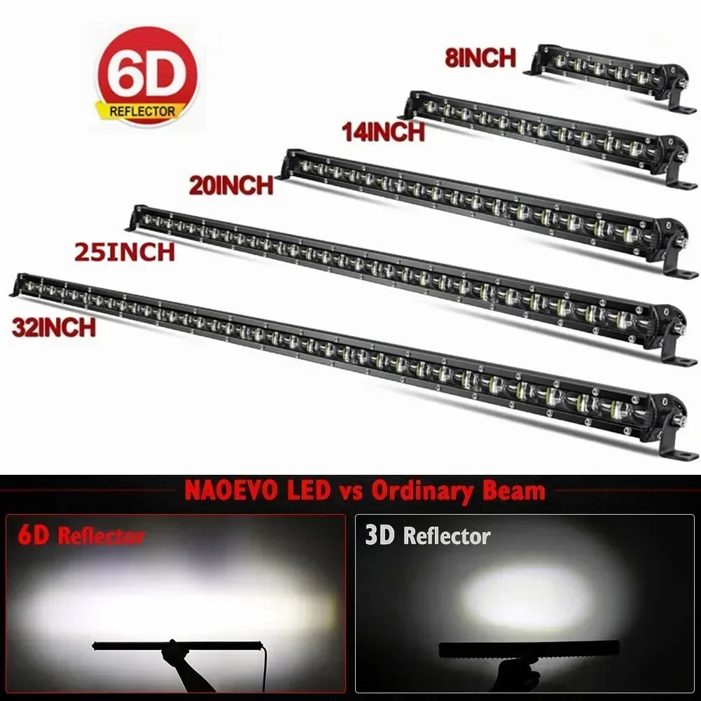 6D Ultra Strip LED Light Bar 8" 14" 20" inch