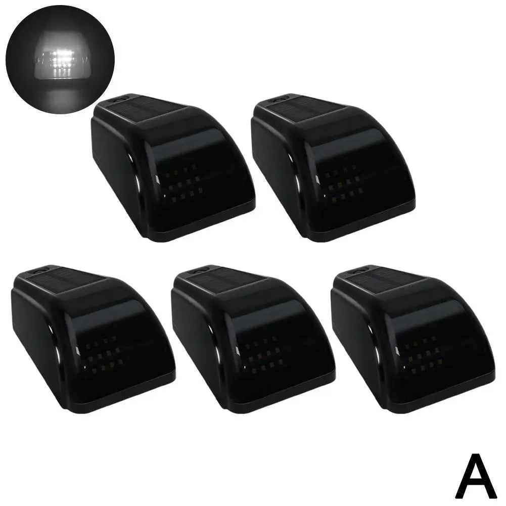 5Pcs Solar Powered White Led Smoked Cab Lights