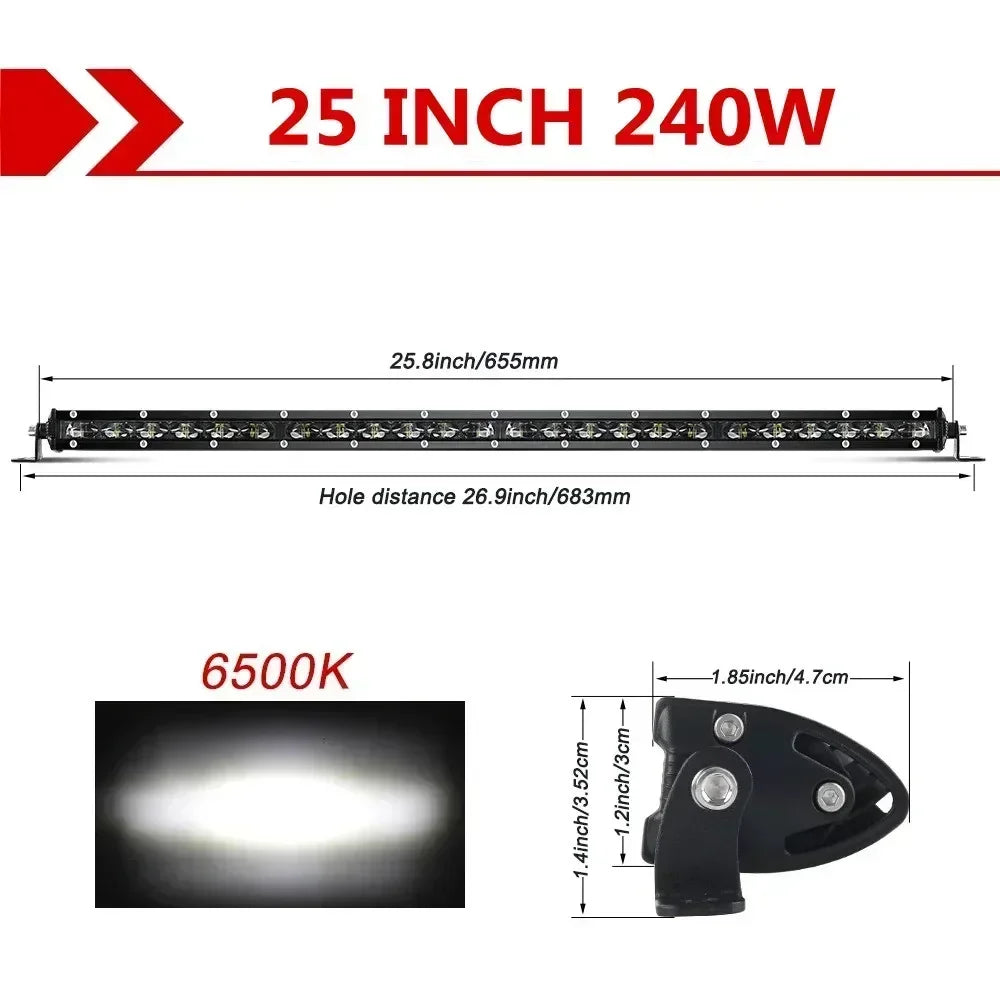 6D Ultra Strip LED Light Bar 8" 14" 20" inch