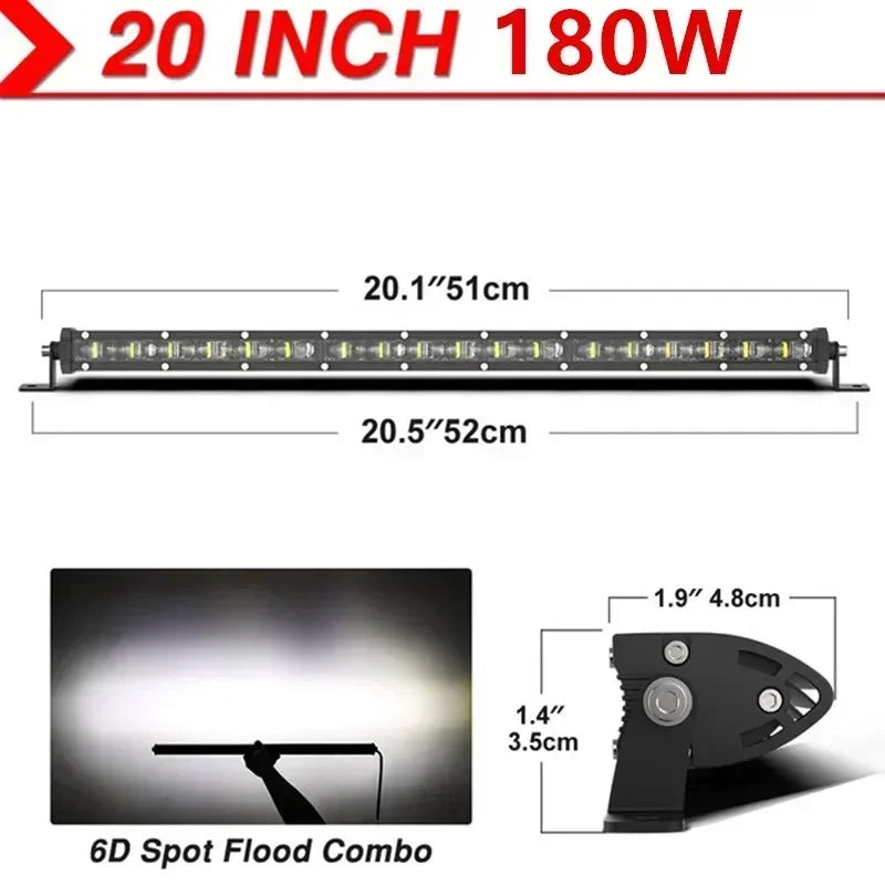 6D Ultra Strip LED Light Bar 8" 14" 20" inch