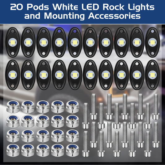 20pcs LED Pure White Rock Lights